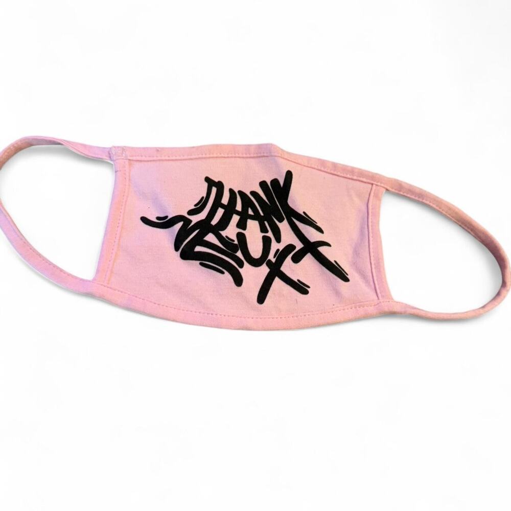 Ariana Grande thank u, next Pink Cotton Face Mask with Black Logo